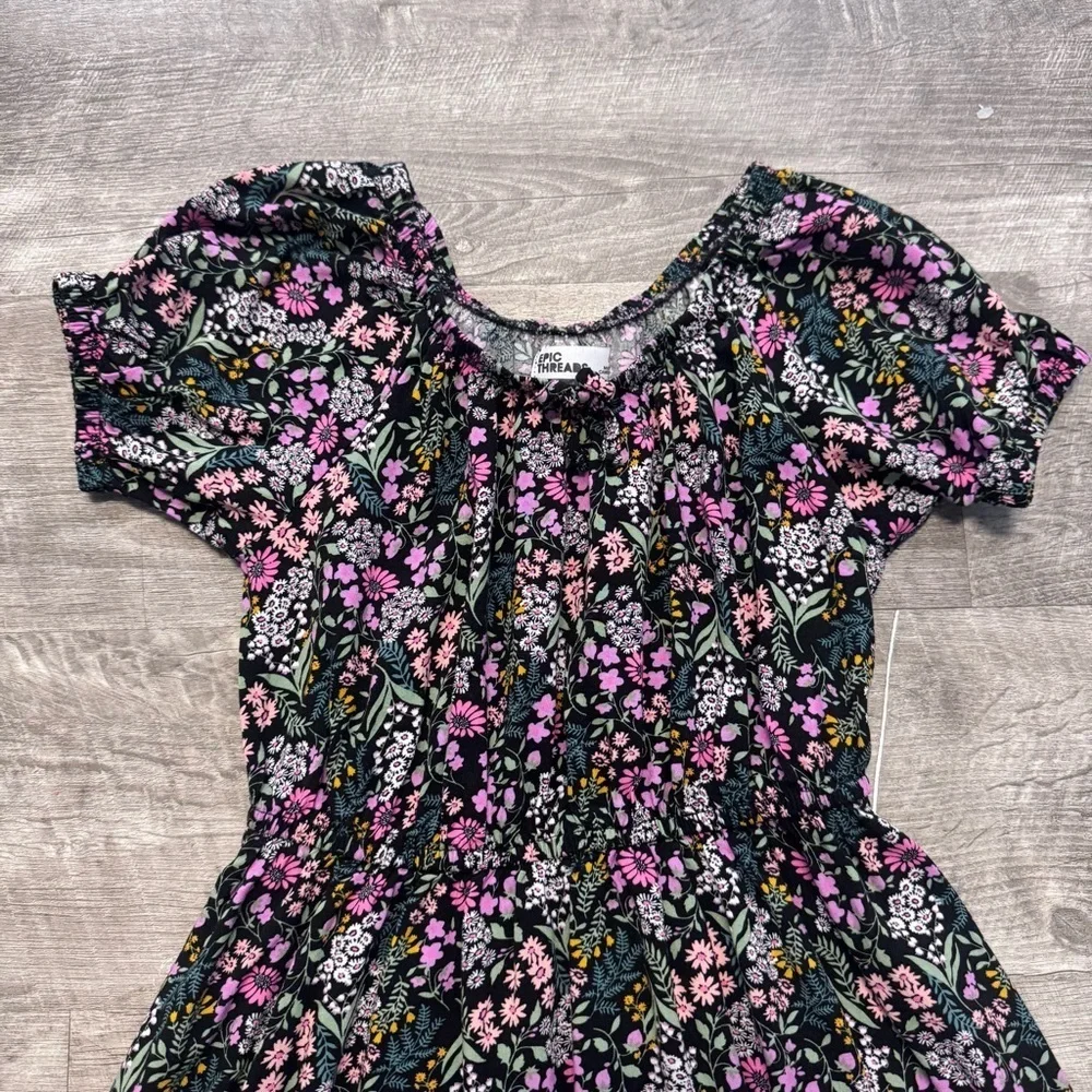 Epic Threads Short Sleeve Wildflower Print Peasant Smocked Dress Girls Sz. 6X